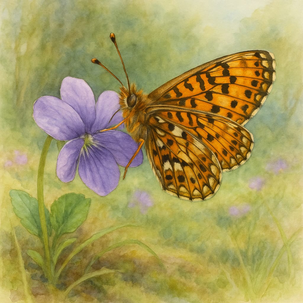 Pearl-bordered Fritillary butterfly (Boloria euphrosyne)