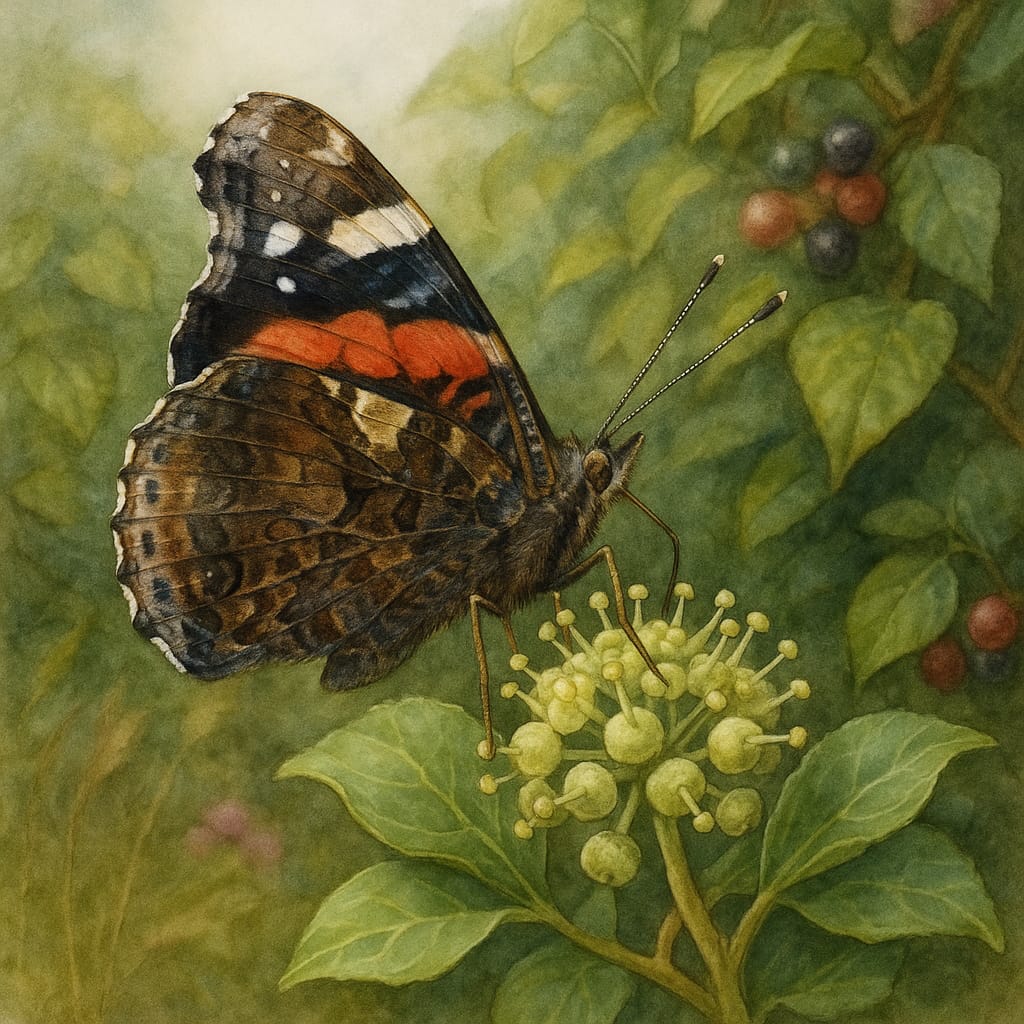 Red Admiral Butterfly (Vanessa atalanta) wings closed