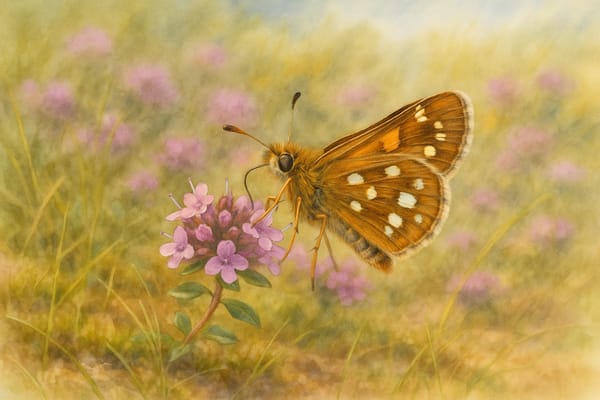 Silver-spotted Skipper butterfly (Hesperia comma)